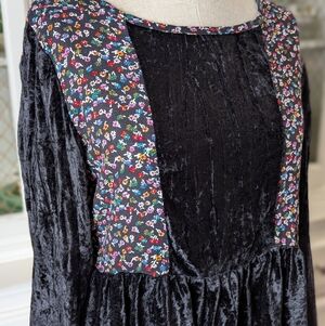 Vintage Daisy Black Velvet Babydoll Dress Two Roads
